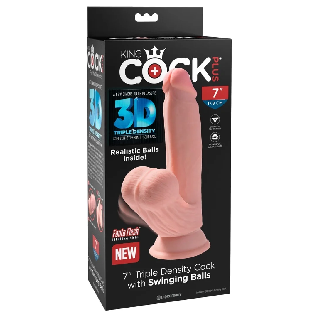 Pipedream King Cock Plus 18 cm jasny - model z kulkami i przyssawką