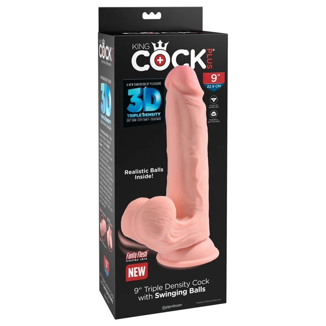 Pipedream King Cock Plus 22,9 cm Jasny - model z przyssawką i kulkami