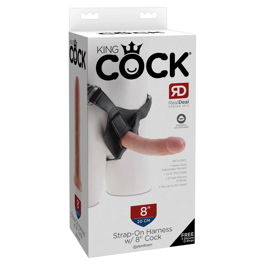 Pipedream King Cock Uprząż z wymiennym modelem 20 cm jasny beż