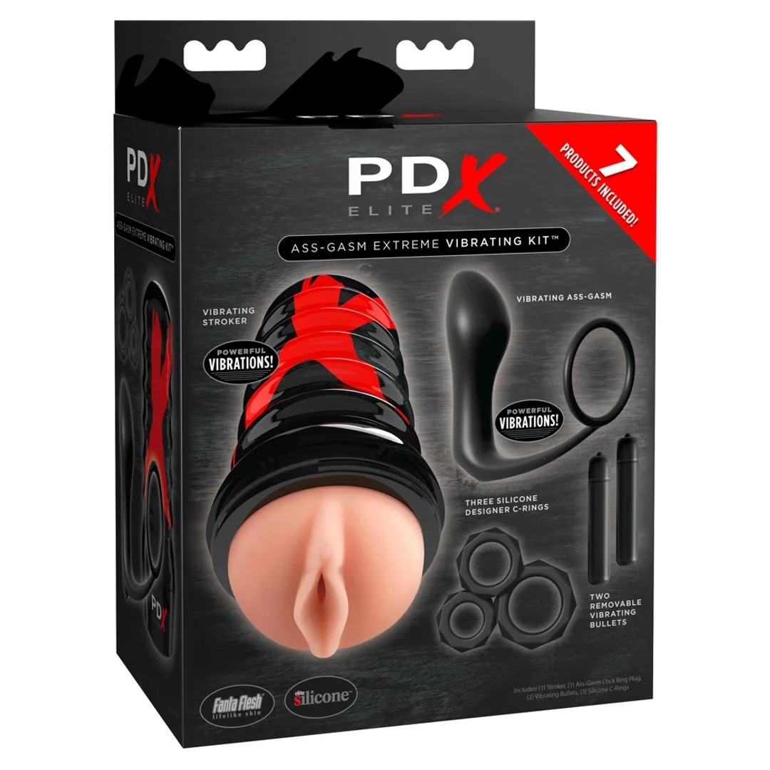 Pipedream PDX Elite 7-elementowy zestaw do masażu i stymulacji, silikon