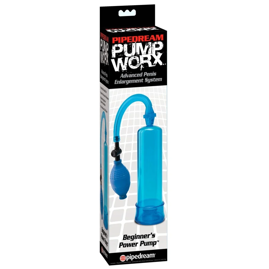 Pipedream Pump Worx Blue - Pompka treningowa, 19 cm, dla początkujących