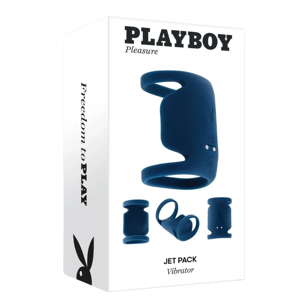 PLAYBOY Jet Pack silikonowy pierścień wibracyjny podwojny USB 9 trybow