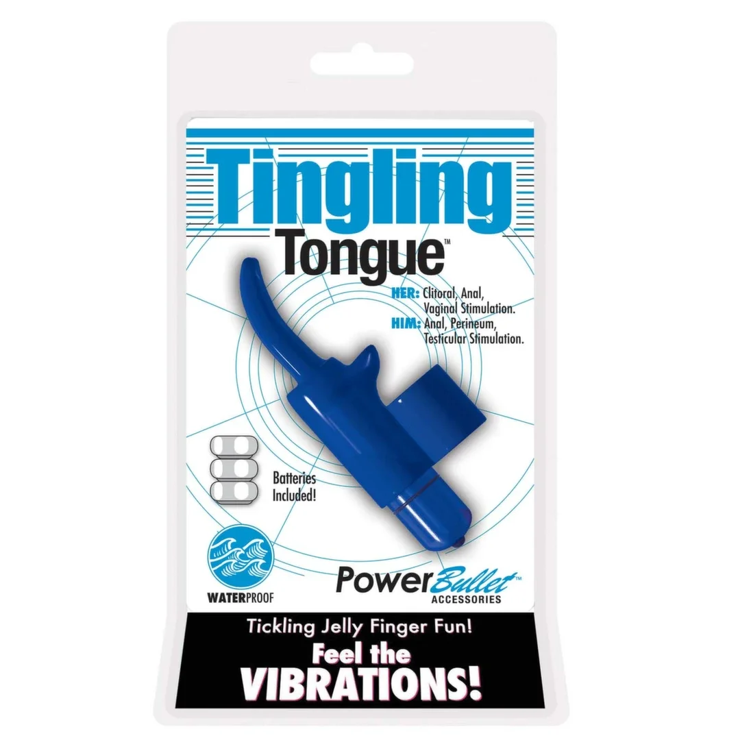 PowerBullet Tingling Tongue Blue - Wibrujący masażer na palec, wodoodporny