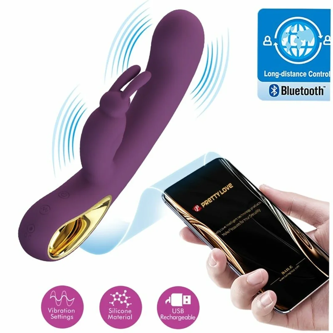 Pretty Love Liam - Masażer typu krolik, 12 trybow, fioletowy, Bluetooth