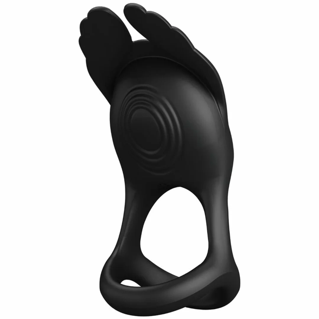 Pretty Love Silas - czarny pierścień wibrujący 7 trybow silikonowy USB