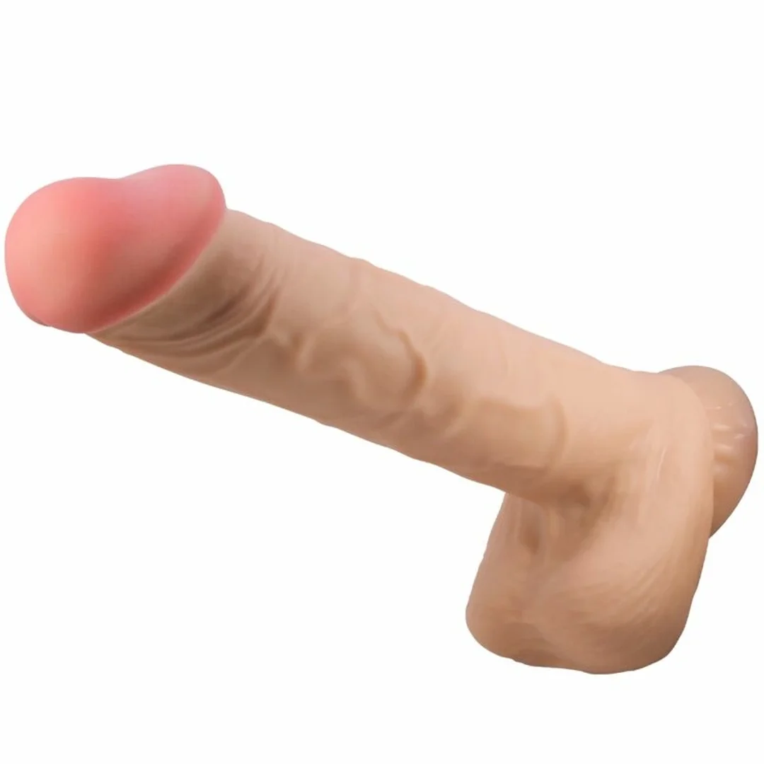 Pretty Love Sliding Skin 26 cm - model z przysawką, imitacja skory TPR