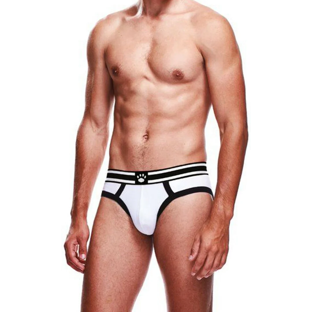 Prowler Brief XS - Bokserki białe z czarnym pasem, logo marki