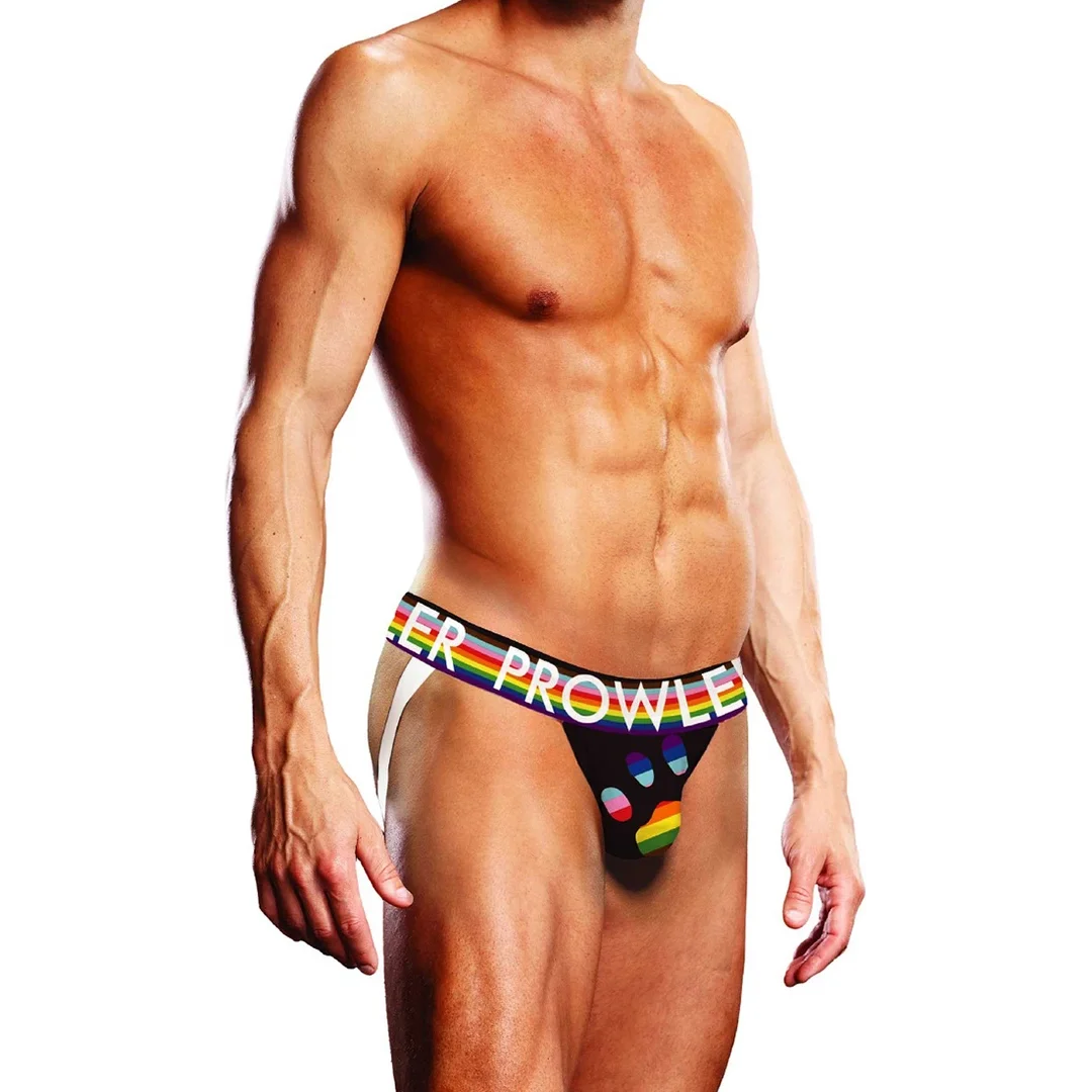 Prowler Jockstrap Majtki męskie PAW S czarne z paskami Pride