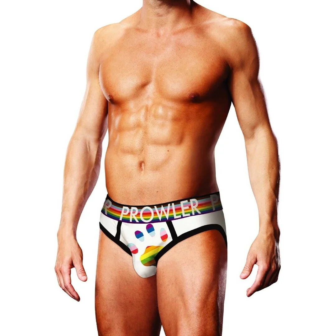 Prowler PAW Brief XS białe - męskie majtki Pride, pasek z logo