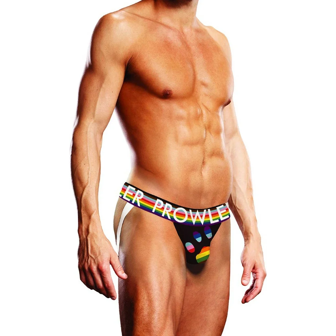 Prowler PAW Jockstrap męski paski Pride czarny L otwarty tył