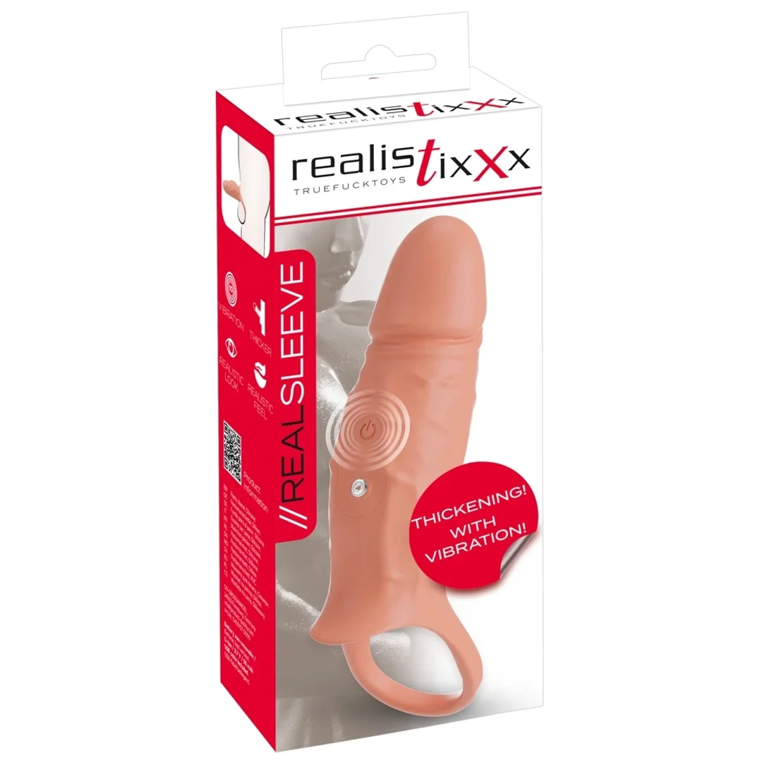 Realistixxx RealSleeve Close - silikonowa nakładka z wibracjami 18 cm