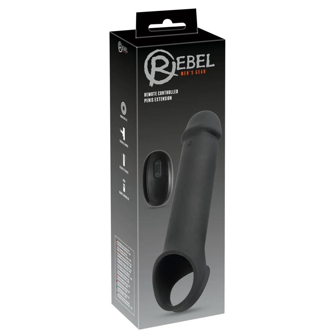 Rebel RC Osłona Intymna Czarna +8cm, Wibracje, Pilot Bezprzewodowy