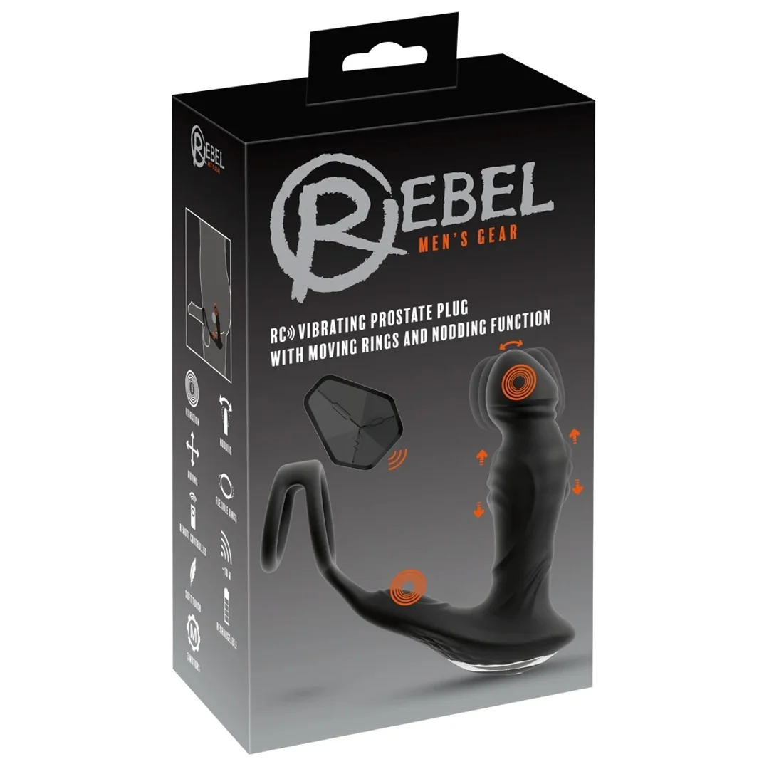 Rebel RC Prostate Plug Zdalny - silikonowy masażer z pierścieniami, czarny