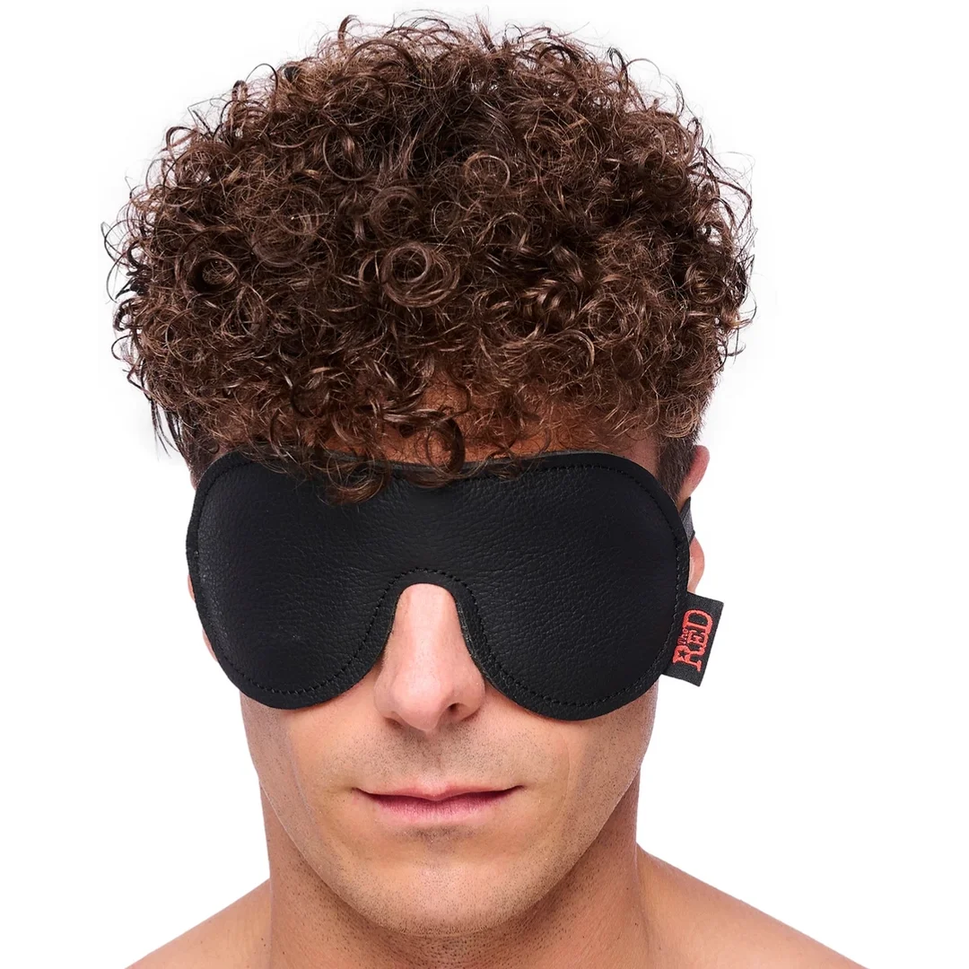 Red Leather Skorzana Maska na Oczy Black, ręcznie wykonana, unisex