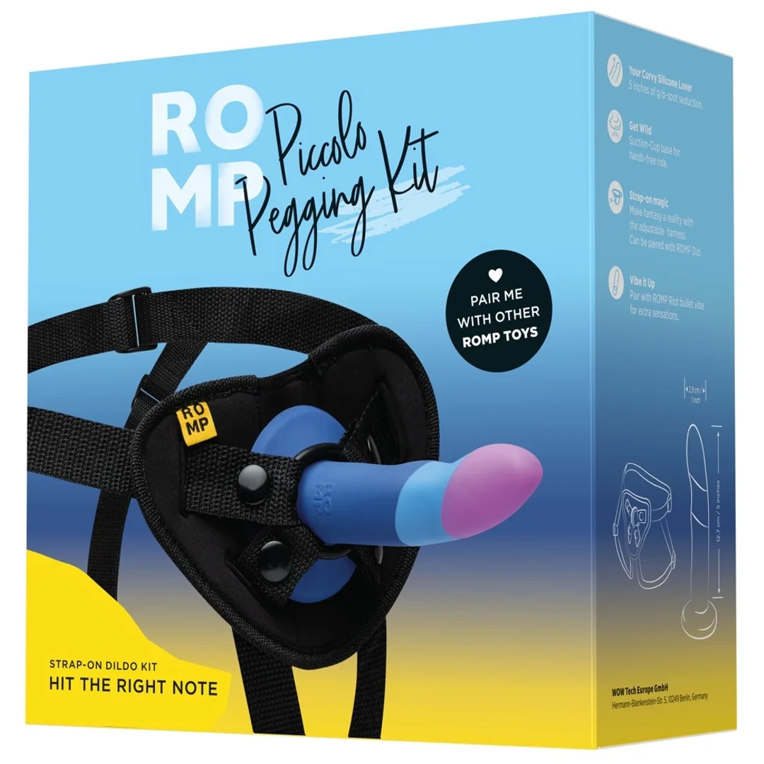 ROMP Piccolo Pegging Kit - Zestaw dwukolorowy z uprzężą i silikonowym elementem, 14 cm