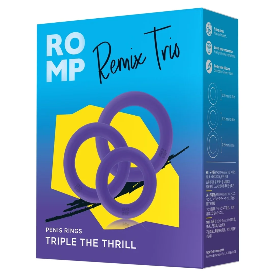 ROMP Remix Trio - Zestaw 3 Silikonowych Pierścieni Anatomicznych, Czarny