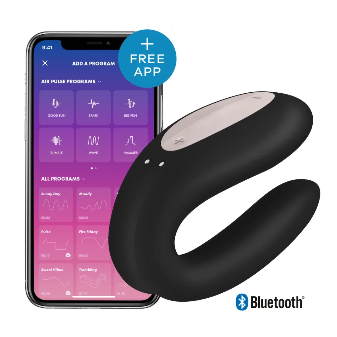 Satisfyer Double Joy Black - model do wspolnego użytkowania, czarny