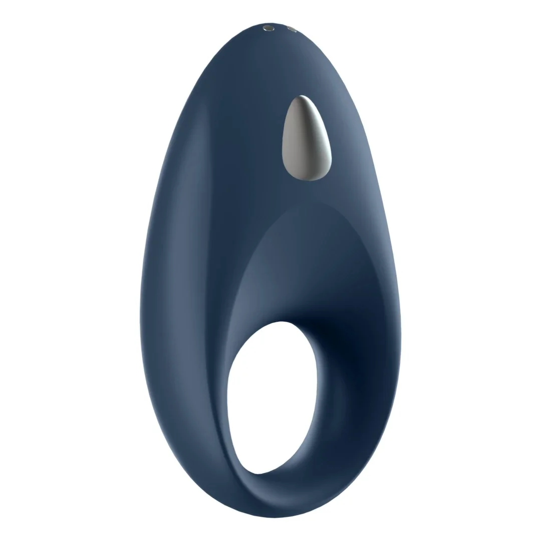 Satisfyer Mighty One Ring - silikonowy elastyczny pierścień z wibracją, niebieski