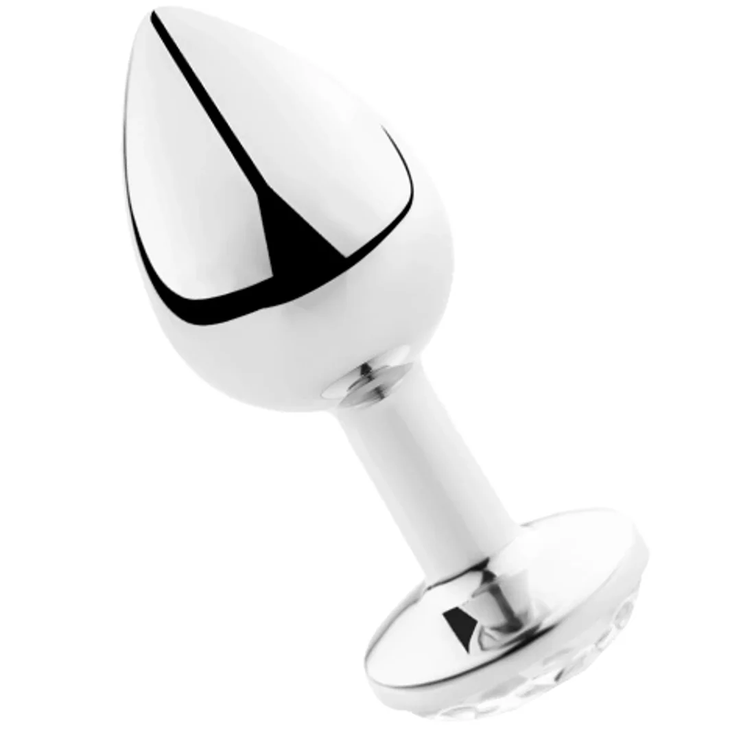 Secret Play Aluminium Plug L Przezroczysty z Dekoracją Kryształ