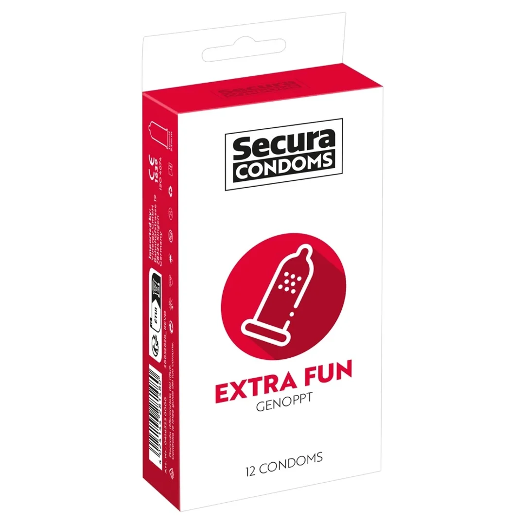Secura Extra Fun prezerwatywy z wypustkami, 12 sztuk, silikonowa powłoka