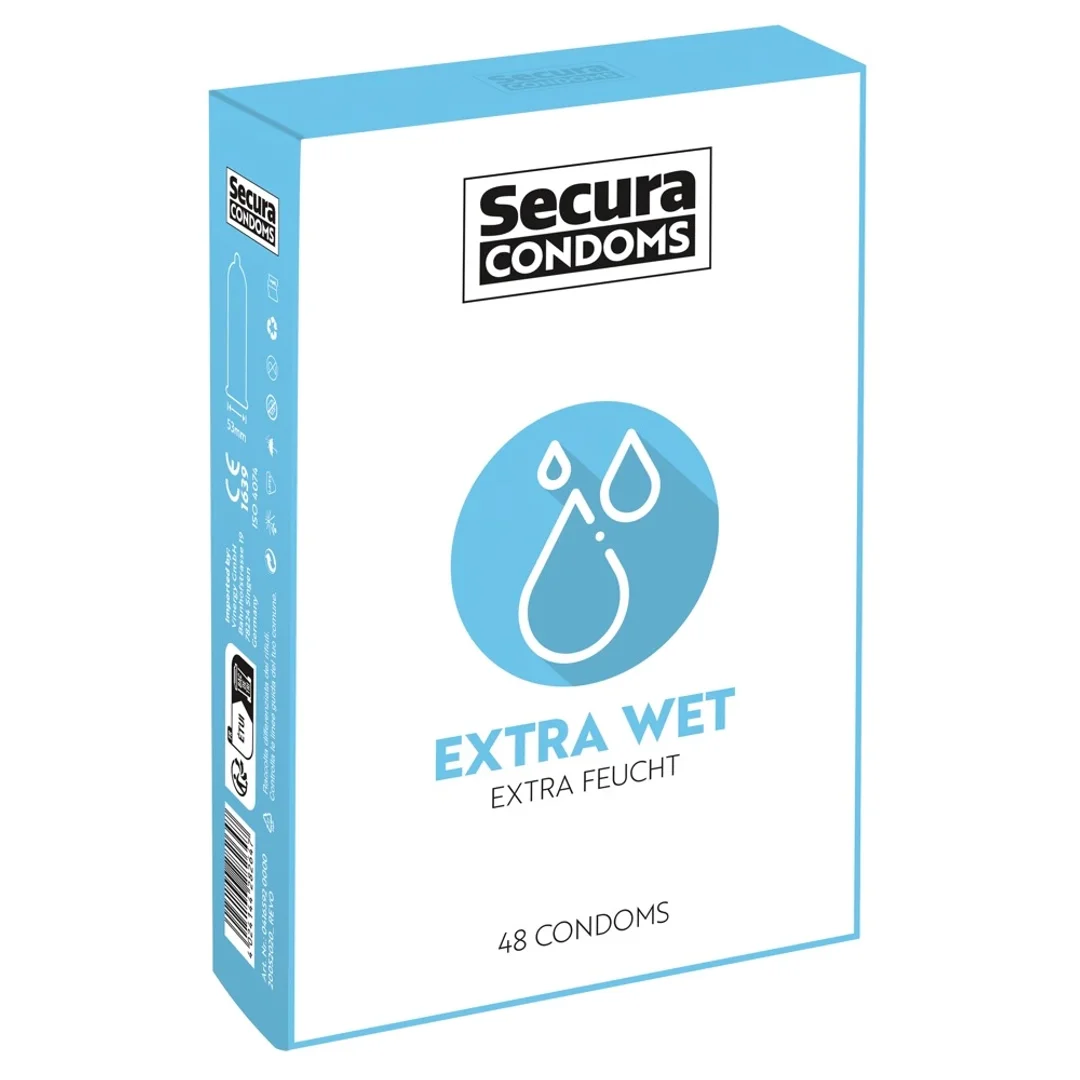 Secura Extra Wet 48 szt. - prezerwatywy z silikonową powłoką nawilżającą