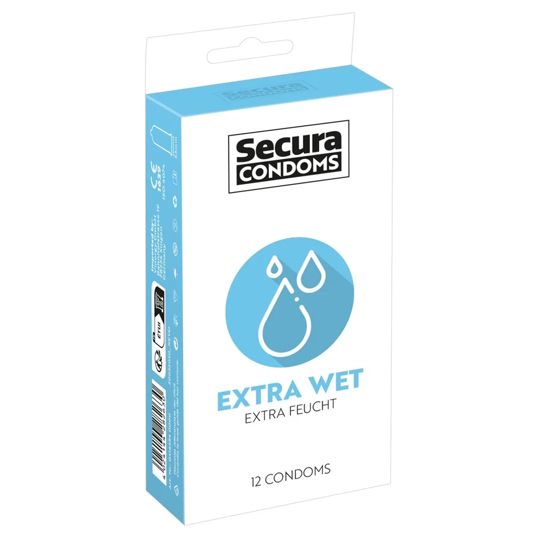 Secura Extra Wet prezerwatywy silikonowa powłoka 12 szt. długotrwałe