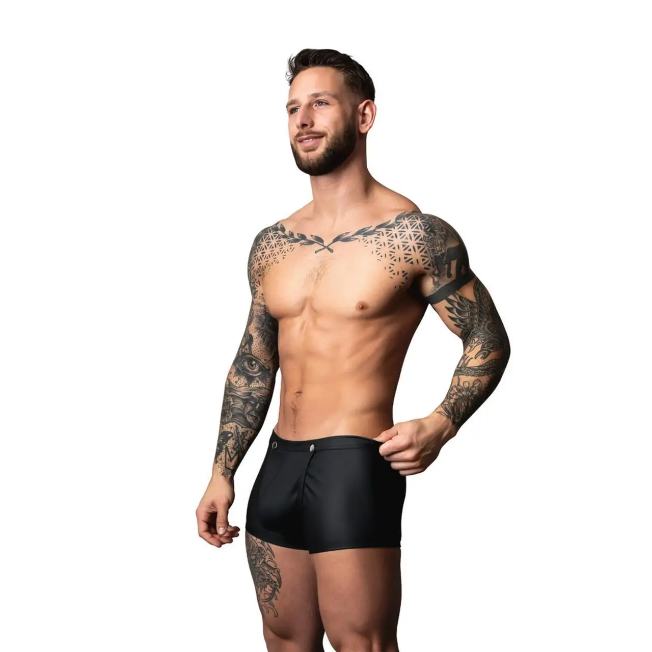 Male Power Snap Off Short S Czarne - Szorty męskie z odpinanym panelem