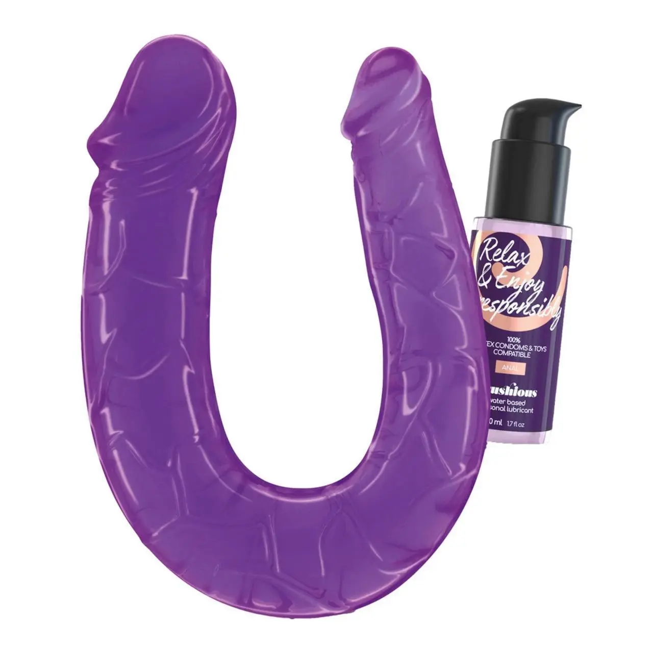 Crushious Deep Diver zestaw intymny z podwojną końcowką + żel 50 ml fioletowy