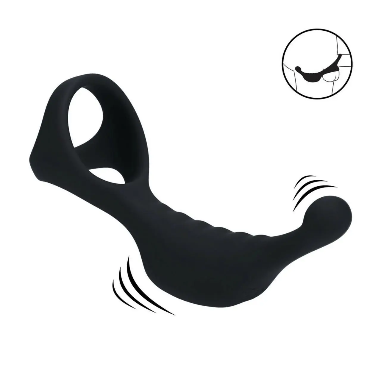 LEVELZ Black silikonowy stymulator z pierścieniem Tri-O, wibrujący