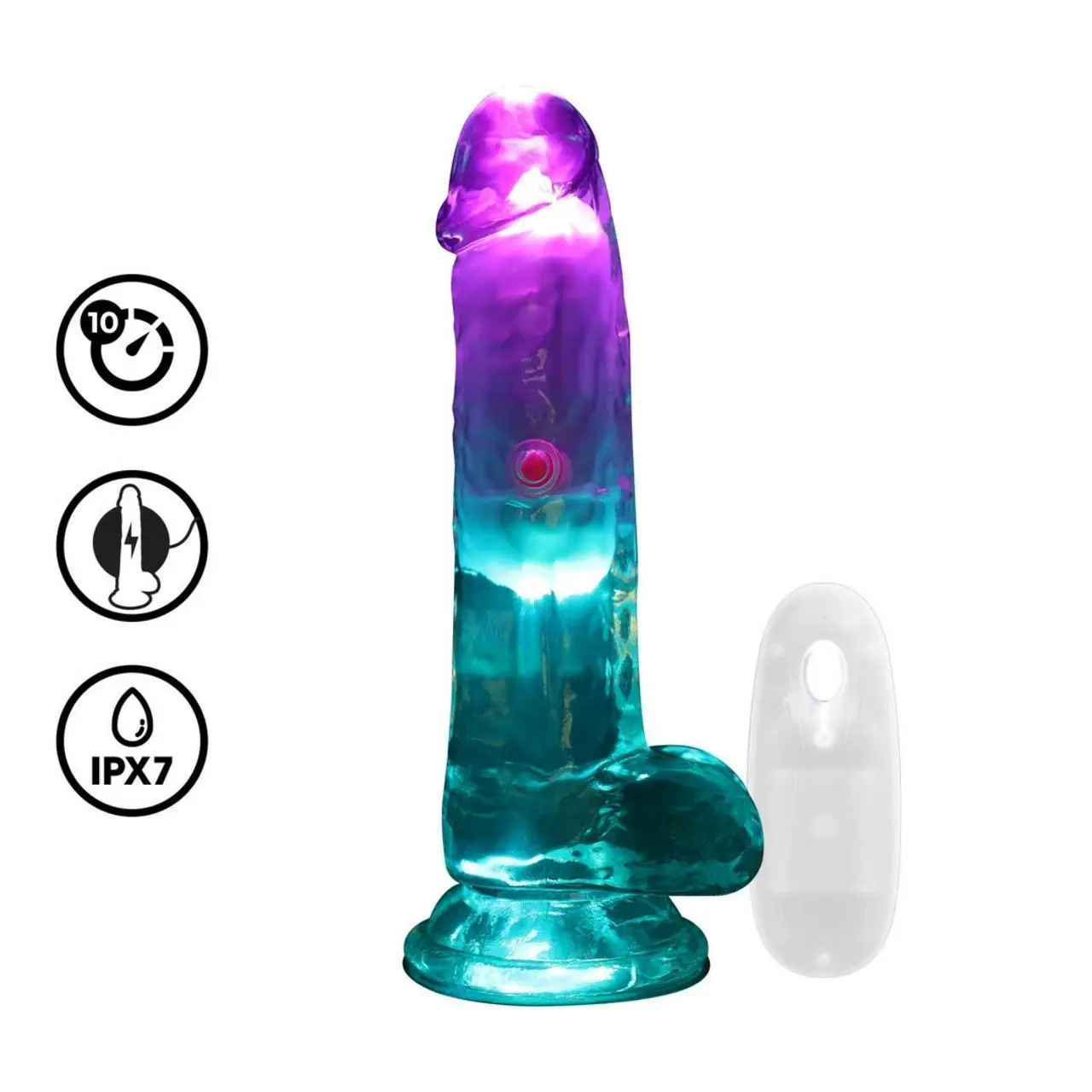 RealRock LED Transparent Model 15 cm - Wibrujący z Przyssawką