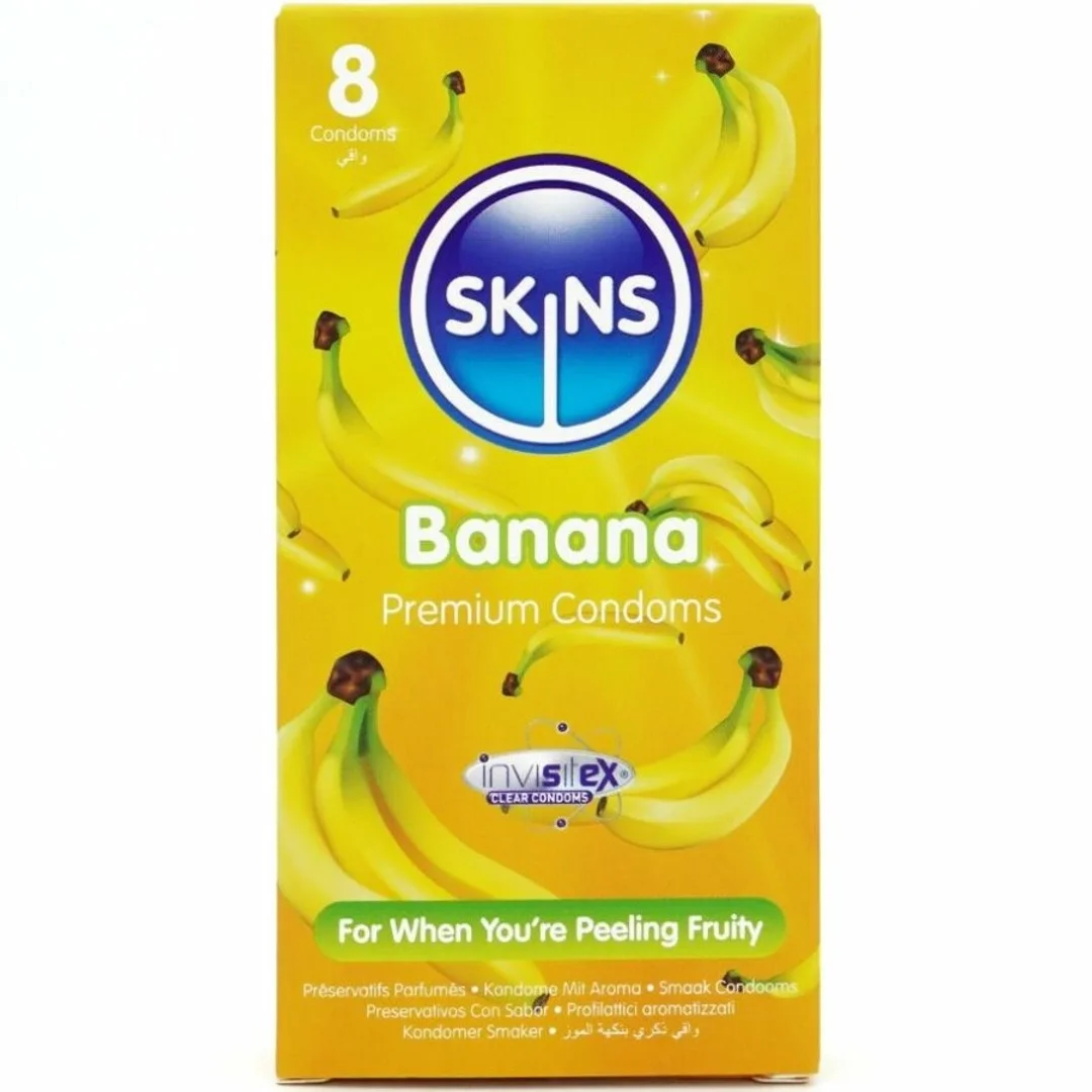 Skins Banana Premium - prezerwatywy smakowe 8 sztuk, bananowy aromat