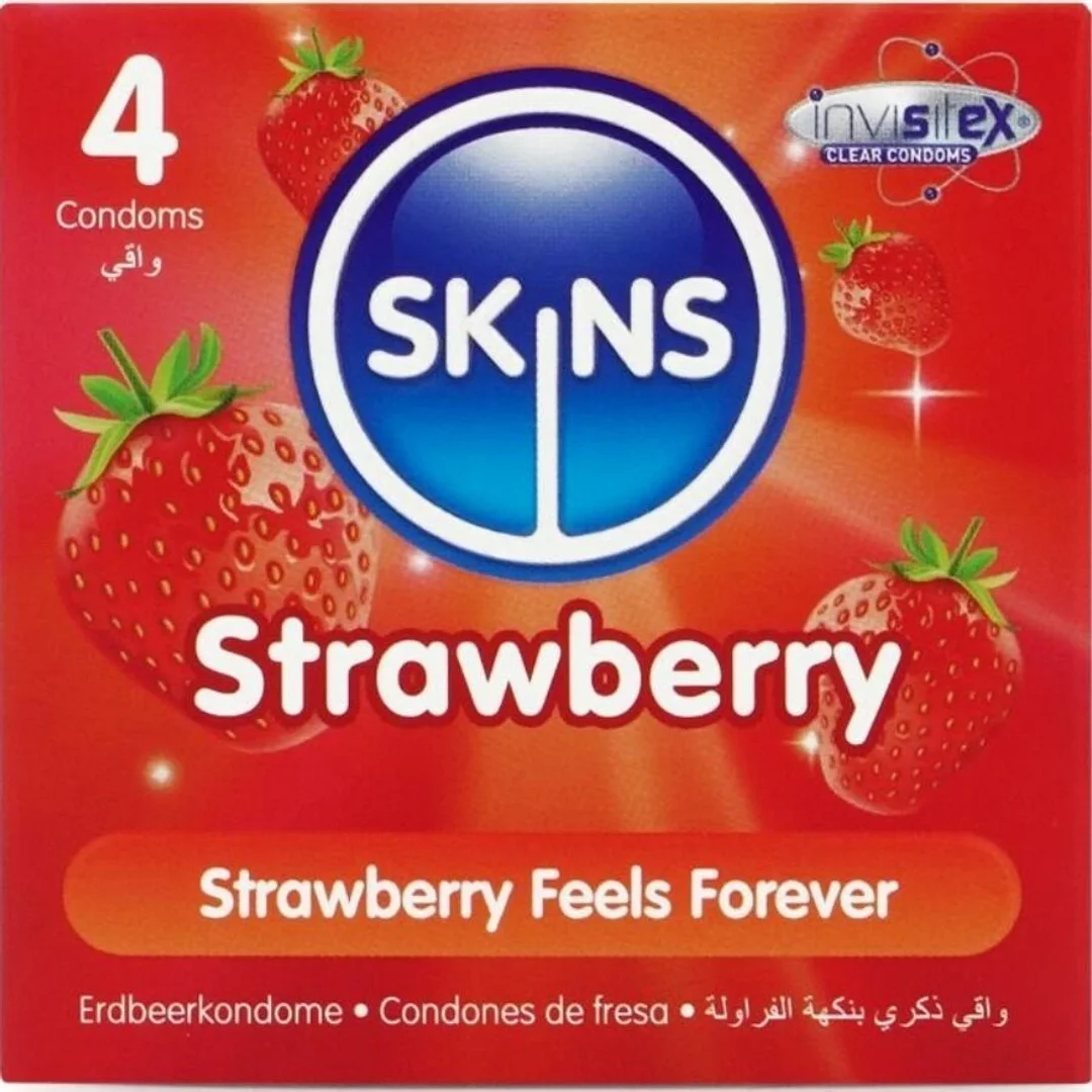 Skins Strawberry Premium - prezerwatywy truskawkowe 4 szt. ultracienkie
