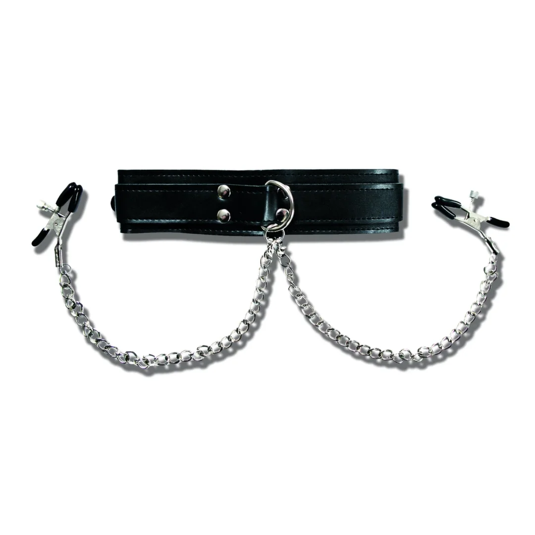 Sportsheets Collar model 4452 z regulowanymi klipsami i łańcuszkami 27 cm
