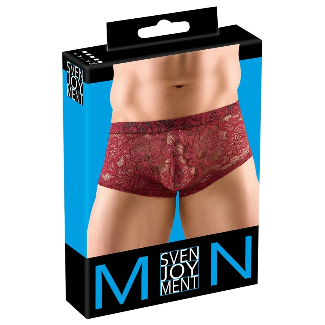 Svenjoyment Bokserki męskie 2XL koronkowe czerwone, elastyczne