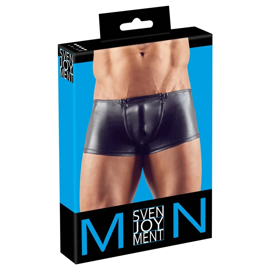 Svenjoyment Bokserki Męskie Czarne M Błyszczące z Suwakiem