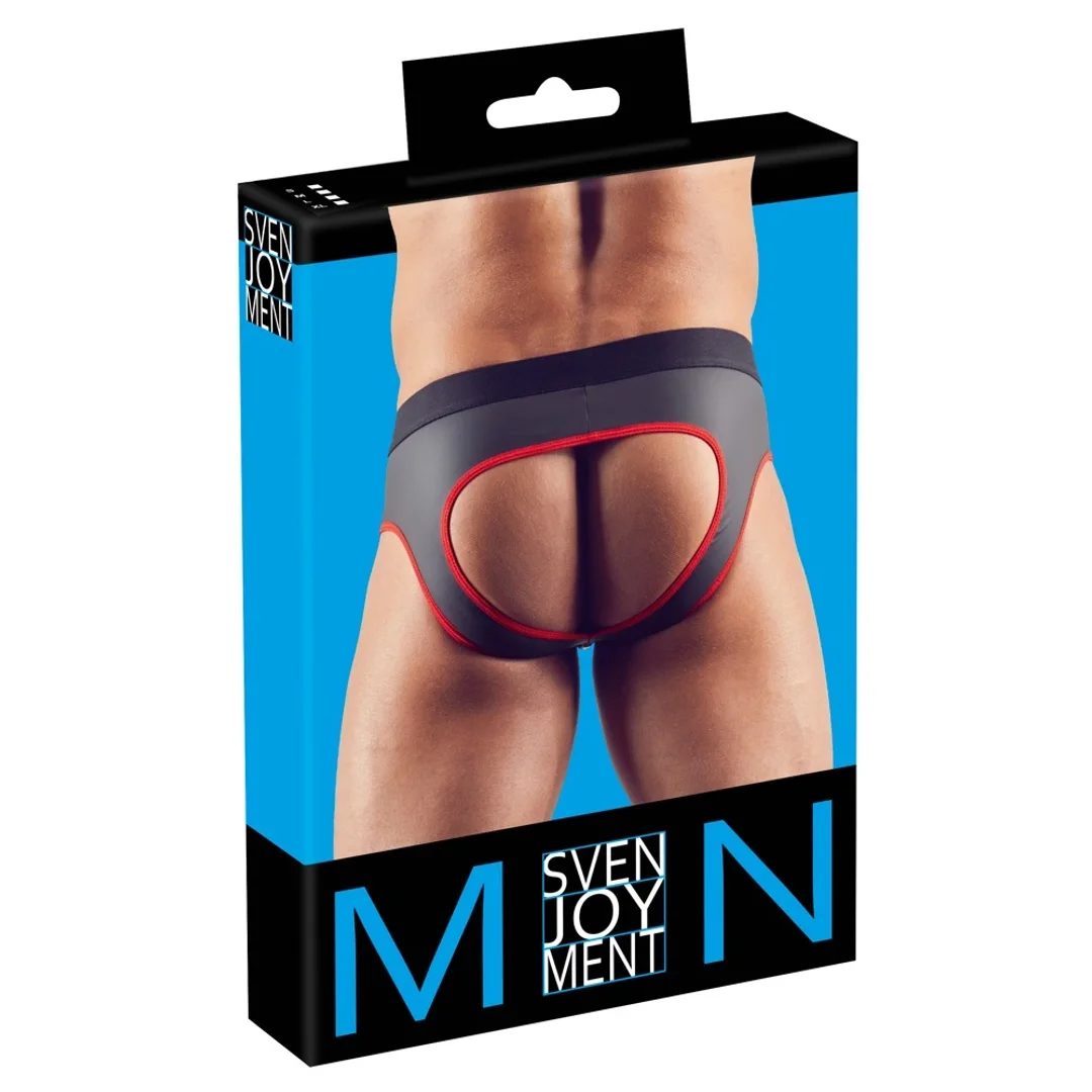 Svenjoyment Jockstrap czarno-czerwony M z zamkiem i otwartym tyłem