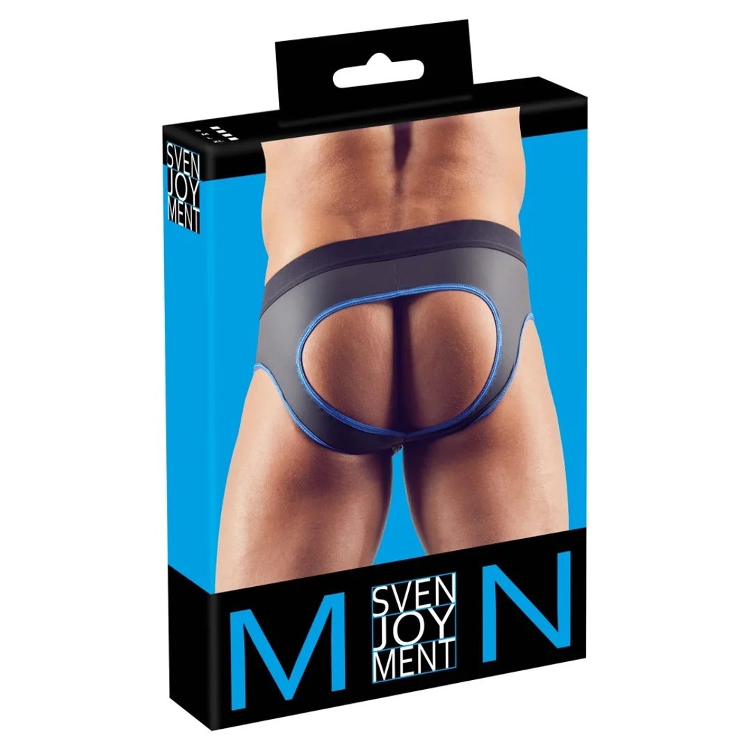 Svenjoyment Jockstrap męski L czarno-niebieski, otwarty tył, zamek