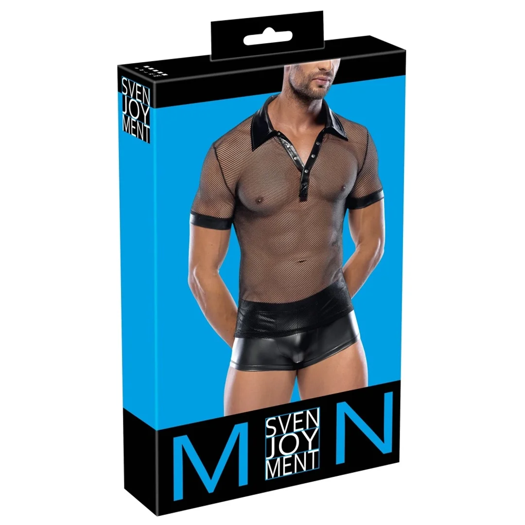 Svenjoyment Koszulka Polo Męska Mesh Wetlook Czarna 2XL