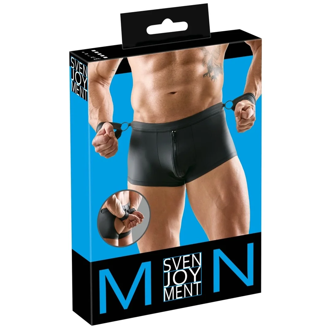 Svenjoyment Men's Pants XL czarne matowe z otwartym tyłem i kajdankami