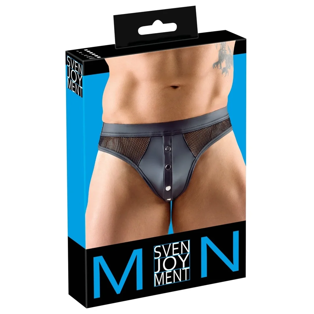 Svenjoyment Stringi męskie L czarne z siateczką i zatrzaskiem