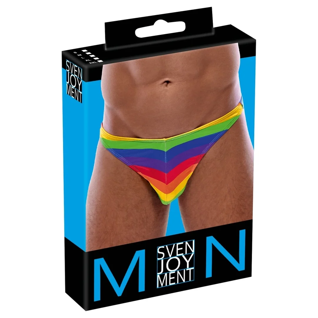 Svenjoyment Stringi męskie Rainbow 2XL - elastyczne paski kolorowe