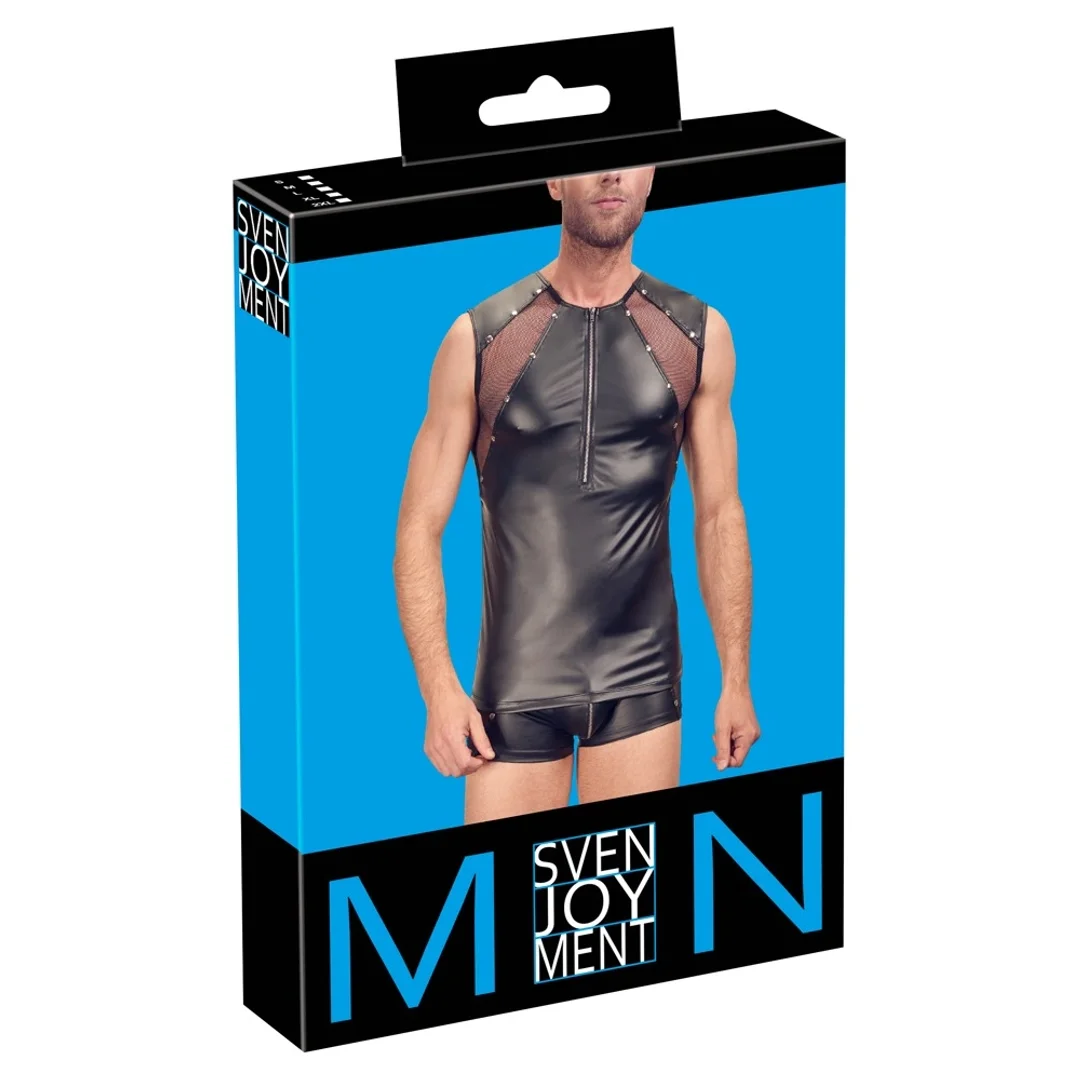 Svenjoyment Tank Top męski czarny matowy L z zamkiem i siatką