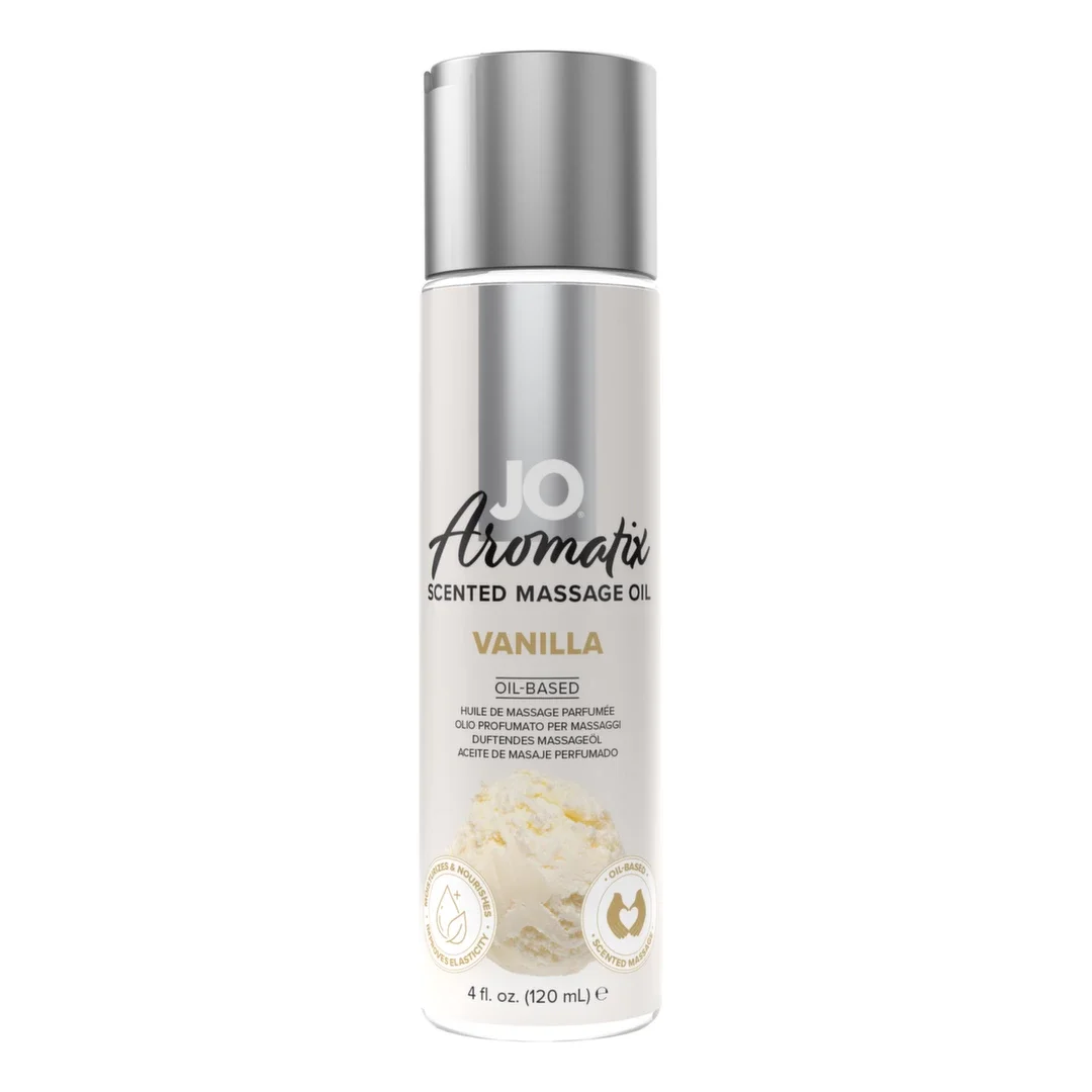 System JO Aromatix Olejek do masażu Wanilia 120 ml, witaminy i jojoba