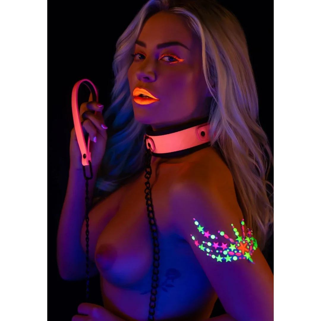 TABOOM Glow in the Dark Collar & Chain Leash - świecący komplet obroża i smycz