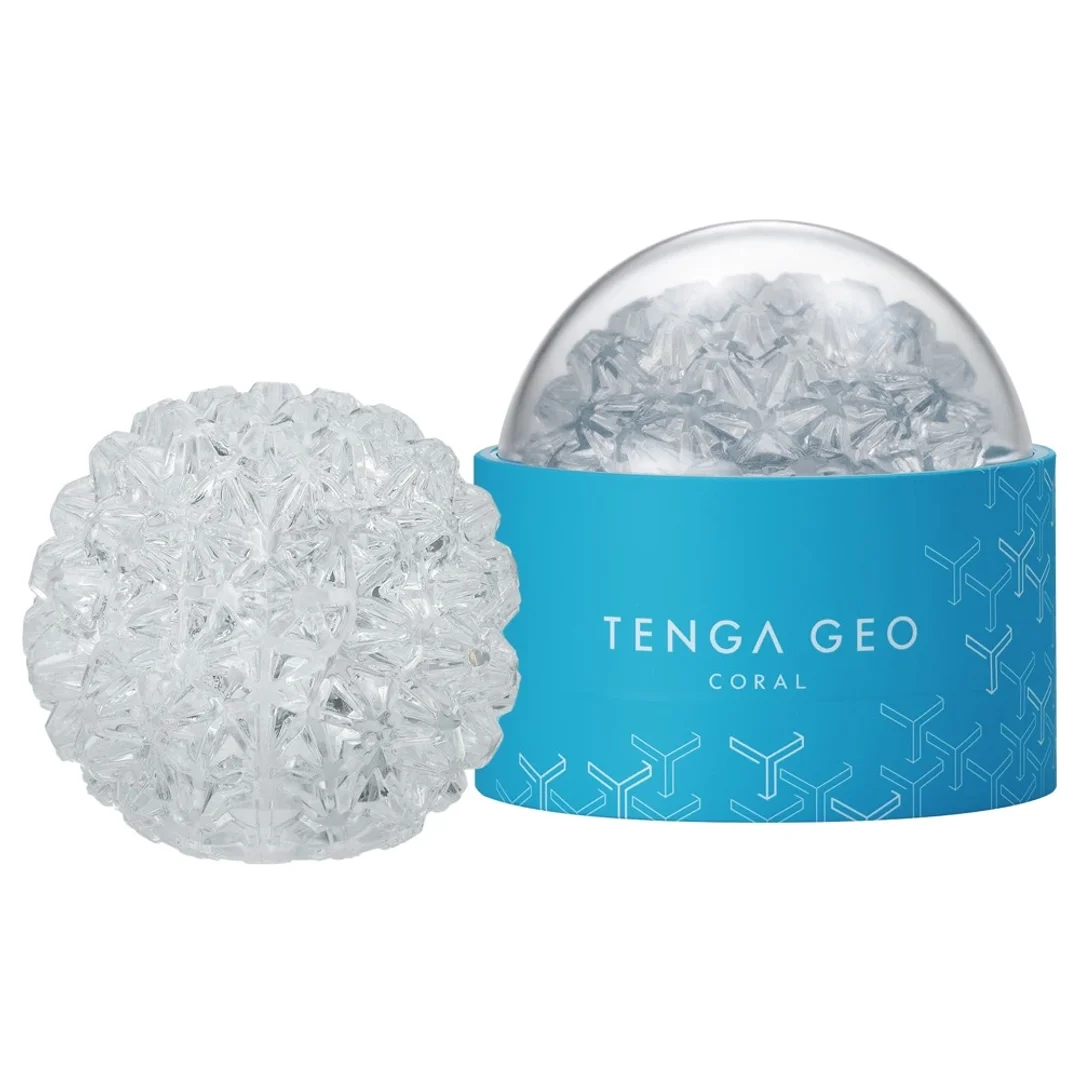 Tenga GEO CORAL - transparentna maszyna intymna z teksturą koralową