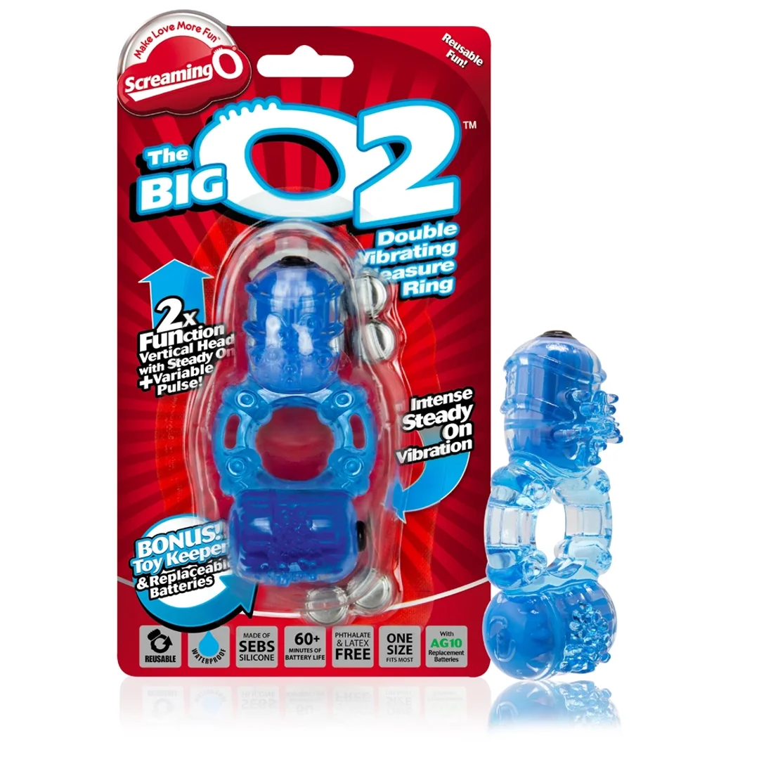 The Screaming O Big O 2 Blue - Podwojny pierścień wibrujący z dwoma silnikami