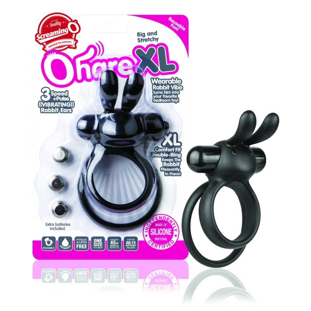The Screaming O Ohare XL Black - silikonowy pierścień z 4 trybami pracy
