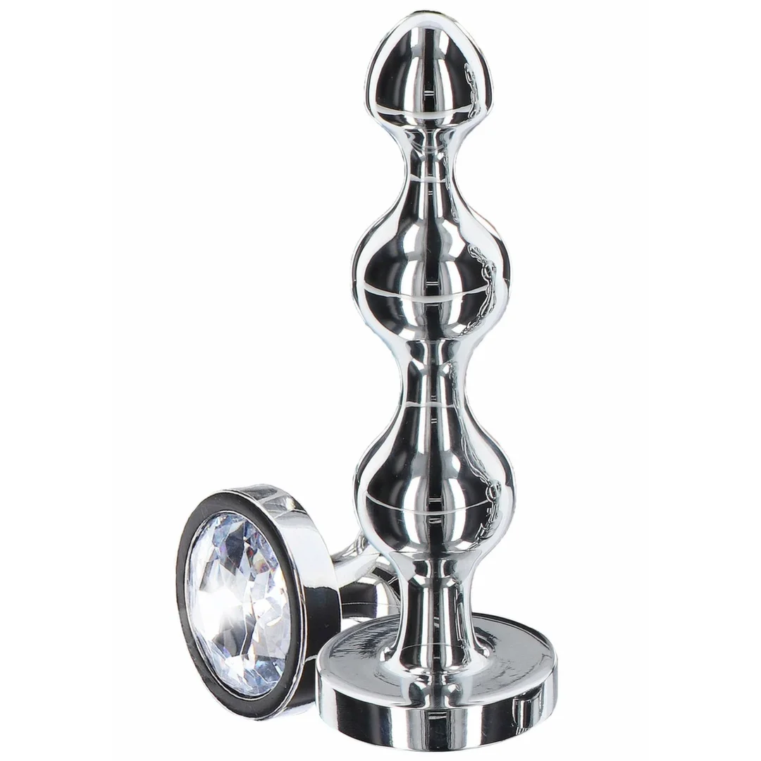TOYJOY Diamond Star Beads Large metalowy plug z kryształem 3-kulkowy