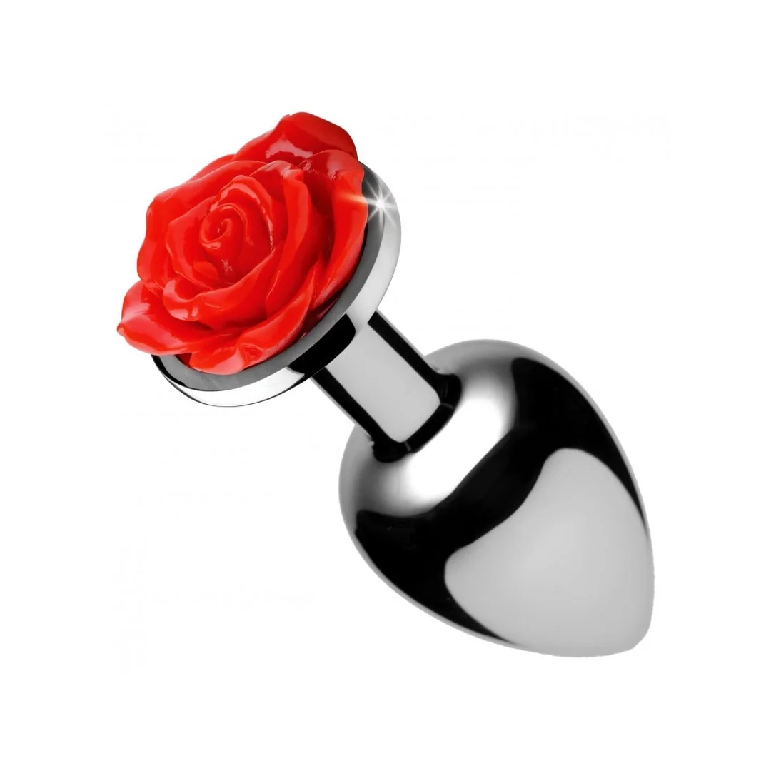 XR Brands Aluminium Plug Roża Czarna Duży Model Dekoracyjny