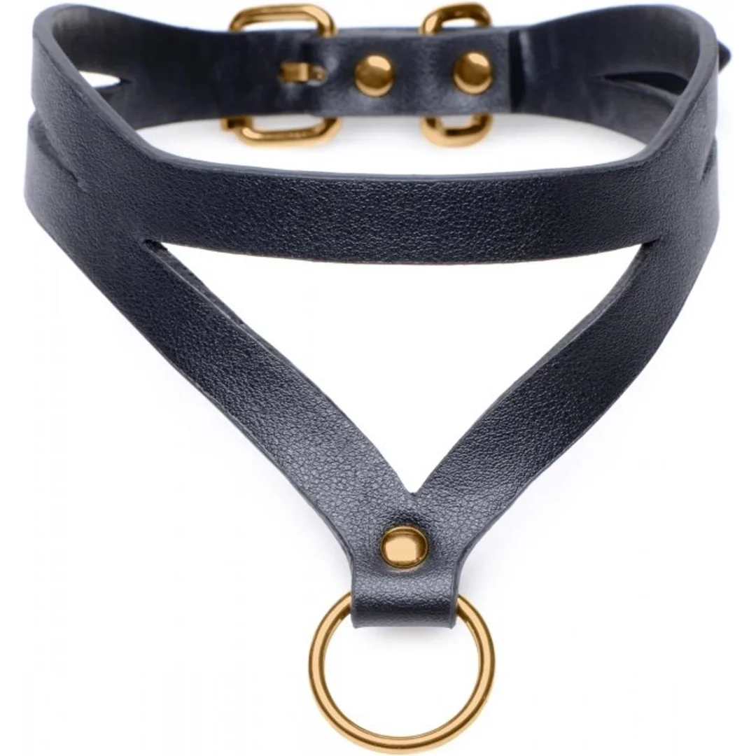 XR Brands Bondage Baddie - regulowana obroża z pierścieniem O-ring